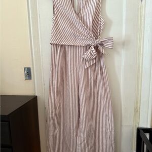 Striped Sleeveless Jumpsuit with Bow